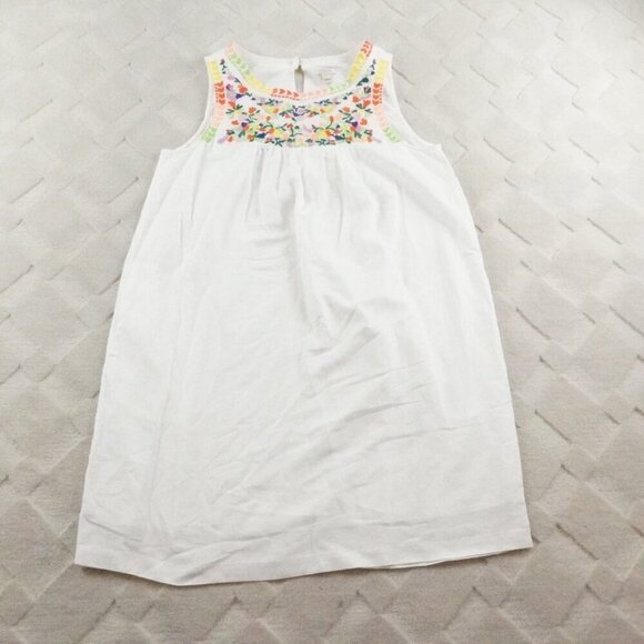 J.Crew  Sleeveless Floral Embroidered Dress Womens 4 Linen Blend - Picture 1 of 11